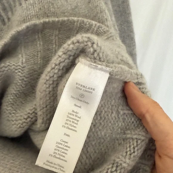 Everlane Merino Wool Jacquard Ski Sweater Fair Isle Gray Size Small - Picture 4 of 5